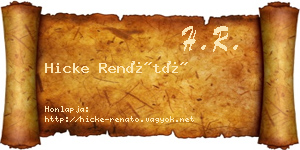 Hicke Renátó névjegykártya